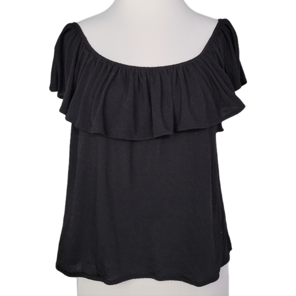 H&M off-shoulder black ruffle top size large